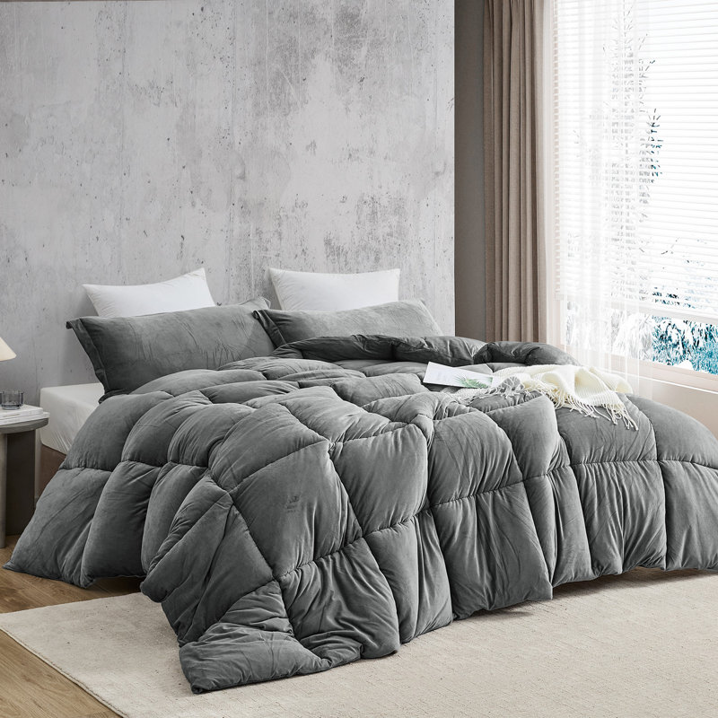 Coma Inducer Bedding, California King Comforter + 4 King Pillow Shams, Gray