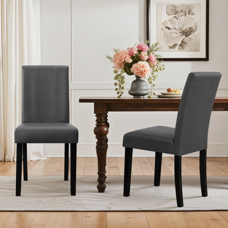 Mitman PU Leather Waterproof Dining Chair, Gray, 2