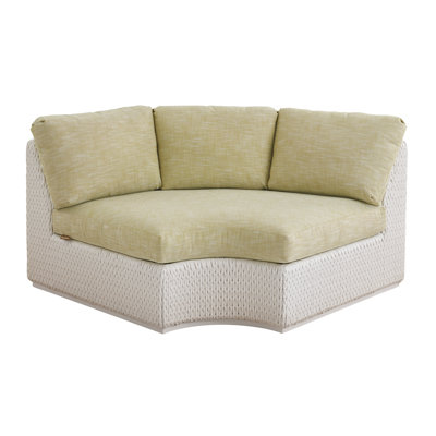 Ocean Breeze Promenade 72" Wide Outdoor Wicker Curved Loveseat with Sunbrella Cushions