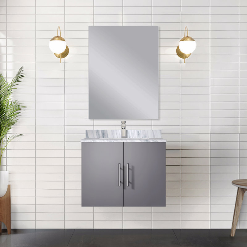 Meuble-lavabo de salle de bain 24 po X P 22 po D, avec plateau en marbre de Carrare, Gris
