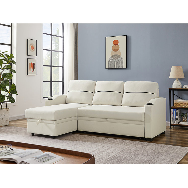 3 Seats Sofa Linen Fabric Sofa Couch with Reversible Back Cushions,  Upholstered Scrolled Arm Sofas 3-Seat Couches for Living Room, Beige