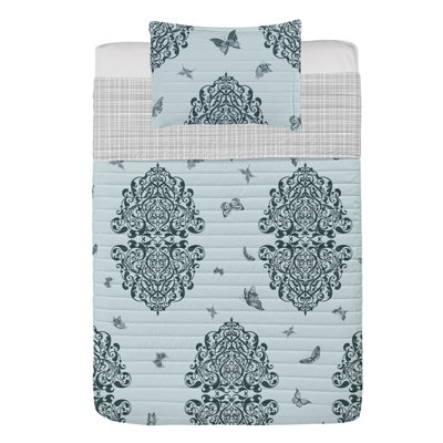 Microfiber Reversible 2 Piece Coverlet/Bedspread Set