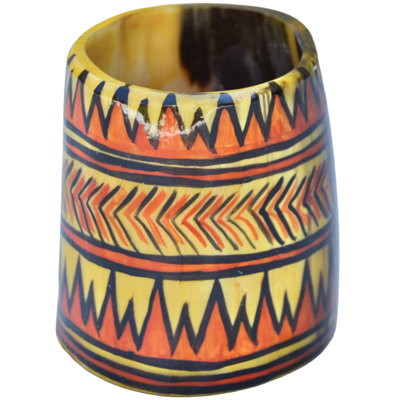Vintage Handcrafted & Patterned West-african Horn Catchall Accent