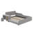 Ilyne Full Size Upholstered Bed, Mother & Child Bed with Bedside Desk and Little Round Stool-1789566889