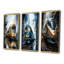 «Golden Train Geometric Momentum», 3 pièces sur toile-1119861729-1119861730