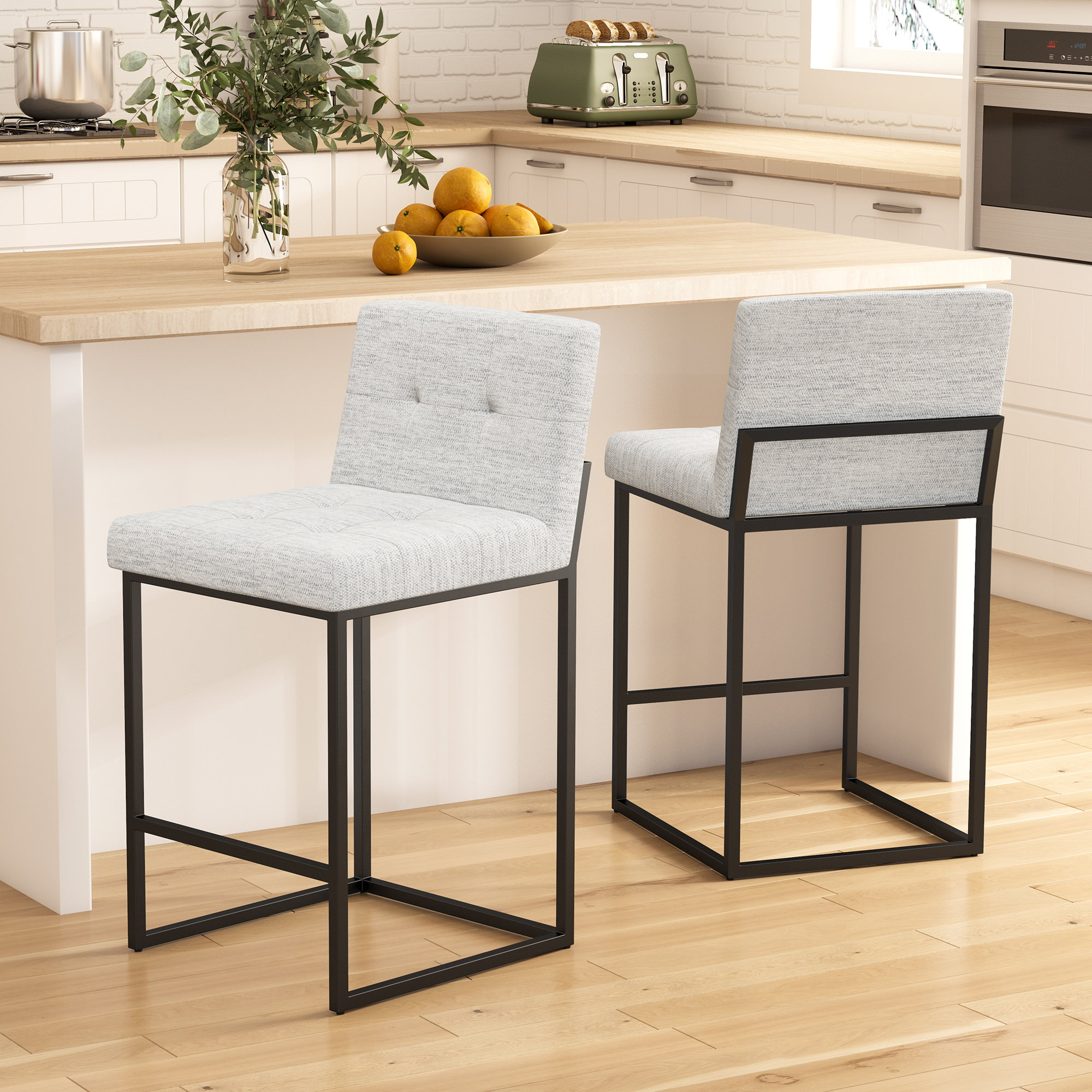 Latitude Run® Counter Height Bar Stools With Padded Back, Modern ...