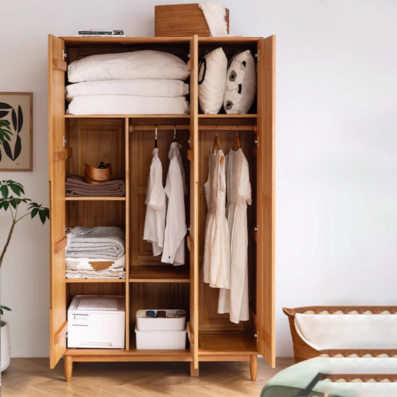 Armoire moderne à trois portes en bois massif minimaliste