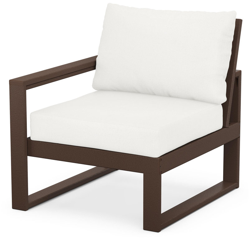 POLYWOOD Outdoor Lounge Chair, Natural Linen, Mahogany