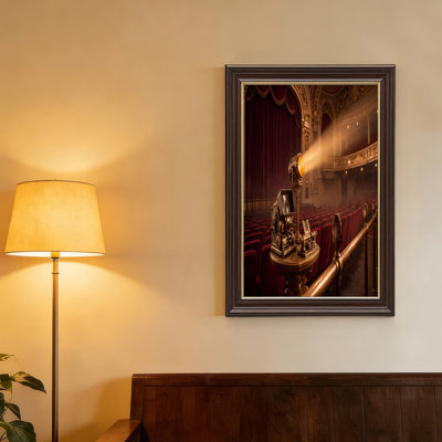 Vintage Film Projector in Red Velvet Theater Canvas Wall Art
