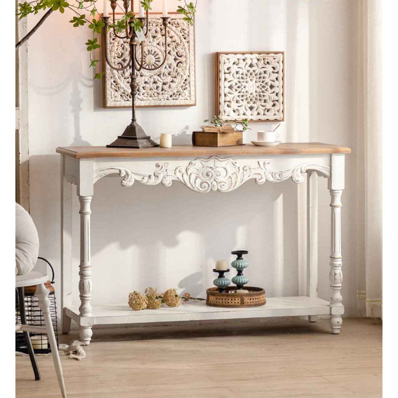 47.24" White Rectangular Solid + Manufactured Wood Console Table