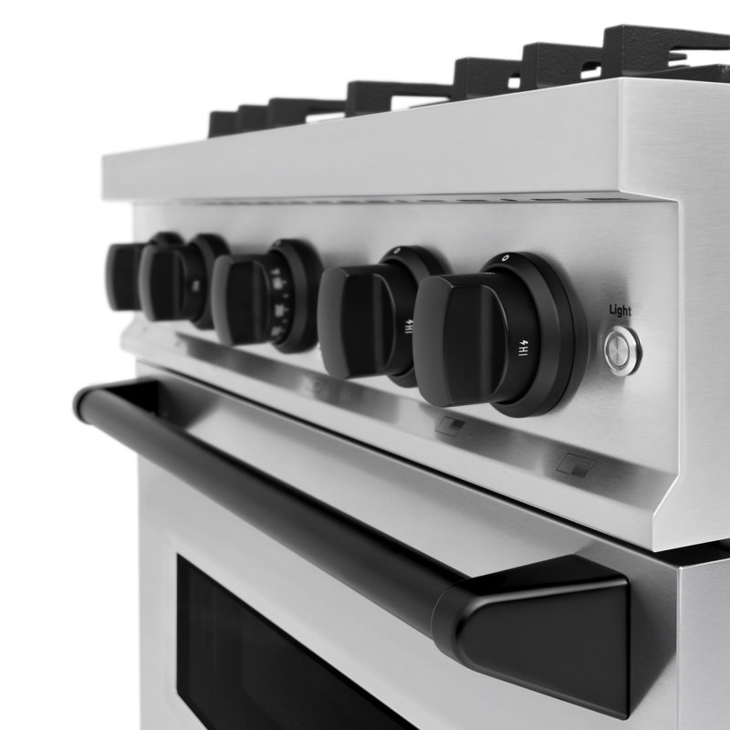 ZLINE Autograph 30" Classic Dual Fuel Range w/ 4 Burners & Matte Black Accents, Matte Black/Stainless Steel