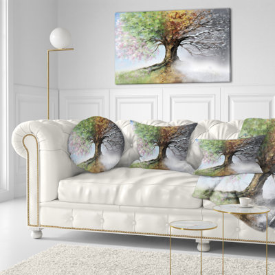 Arbre sur toile, impression de nature quatre saisons - Arbre avec quatre saisons