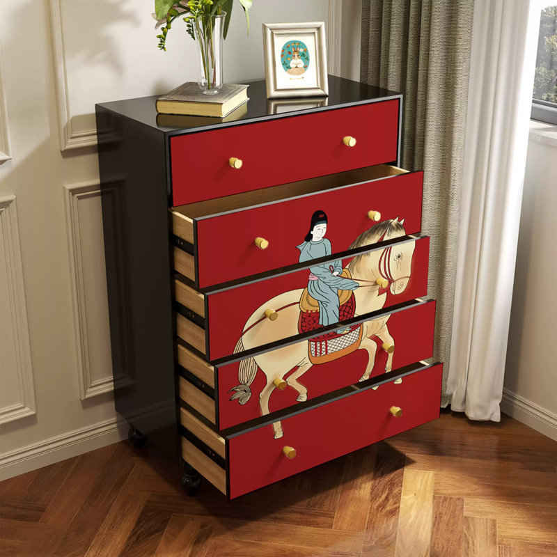 Commode d'appoint de rangement moderne à cinq tiroirs