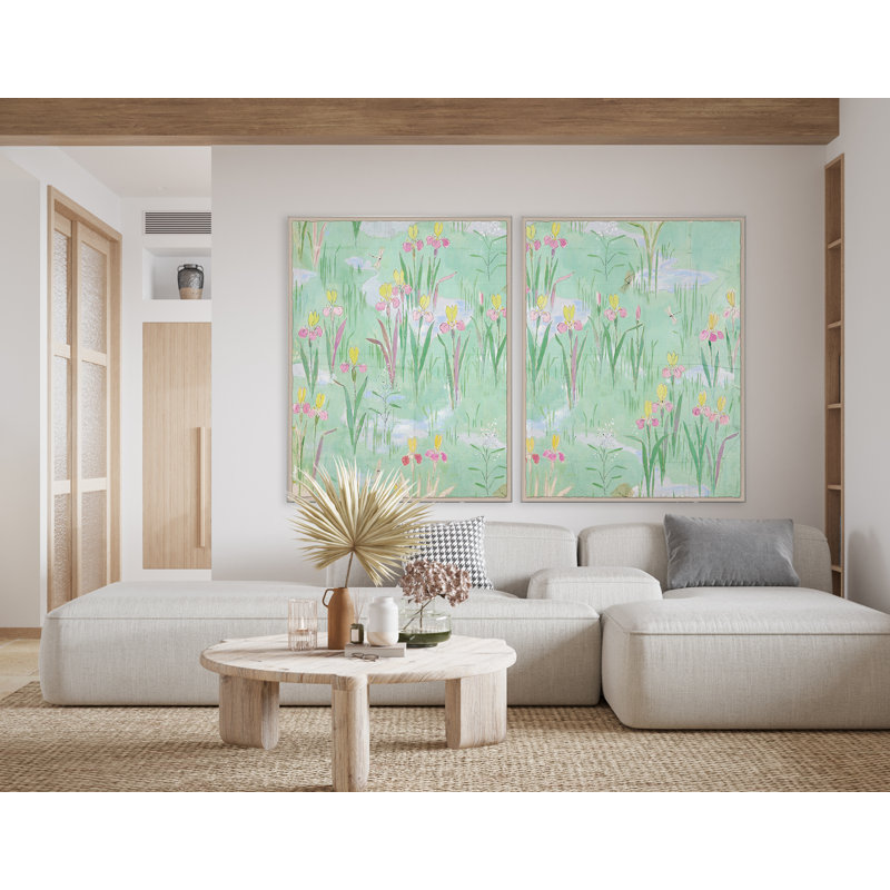 Fleur Vertes 1 Print by Paule Marrot, 54" H x 43" W x 1.25" D, Black Framed