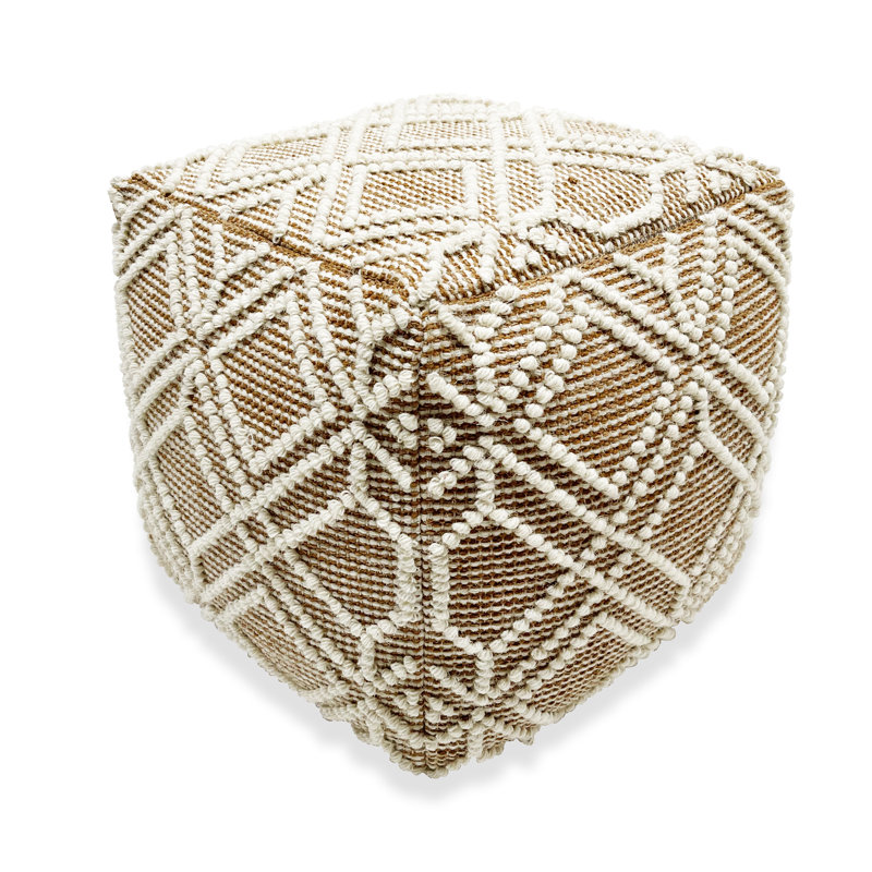Pouf brun clair ADDO, Ivoire / laine brun clair