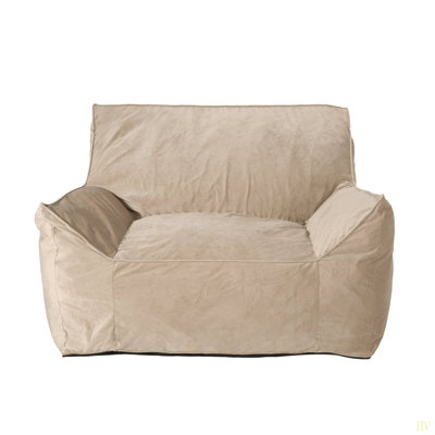 Allea Velveteen Bean Bag Chair With Armrests