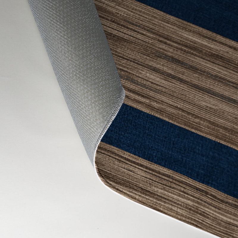 Tapis intérieur / extérieur bleu HorizontalStripes, Rectangle 5 pi x 7 pi