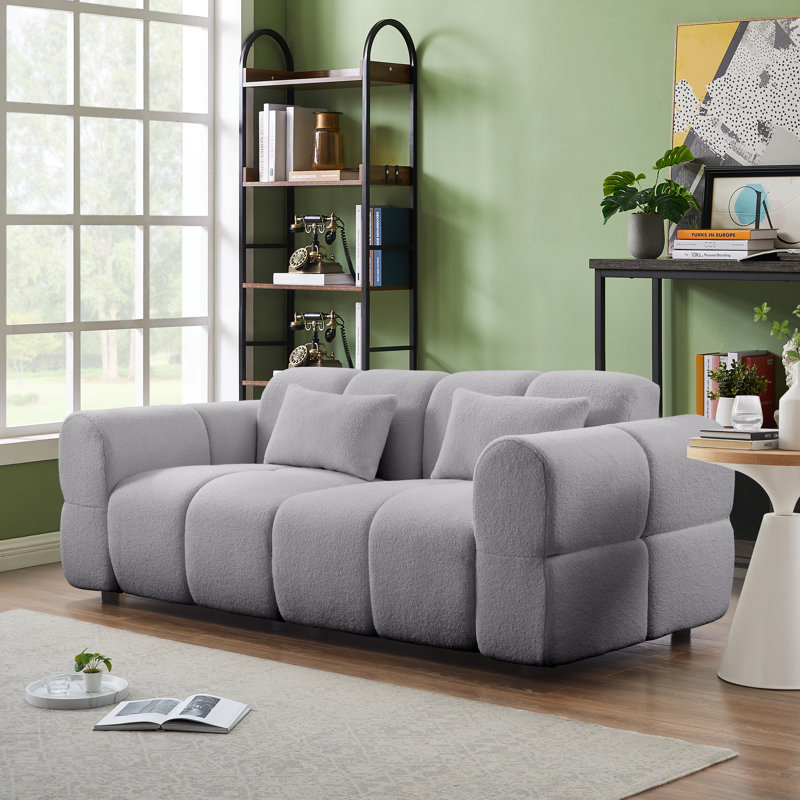 Upholstered Boucle Sofa, Gray