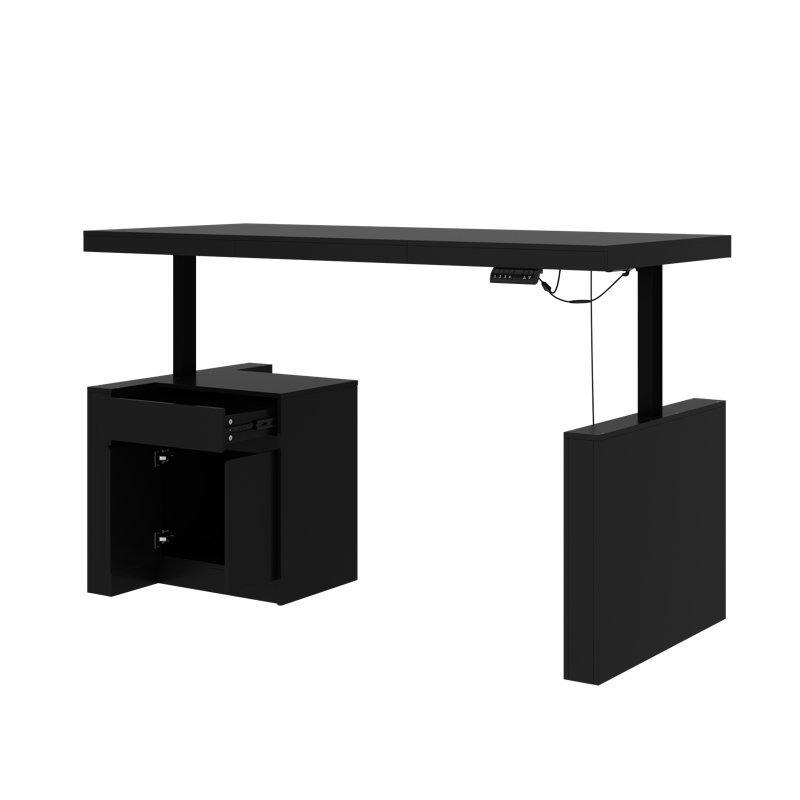 Bureau personnel assis-debout avec contrôleur, Noir