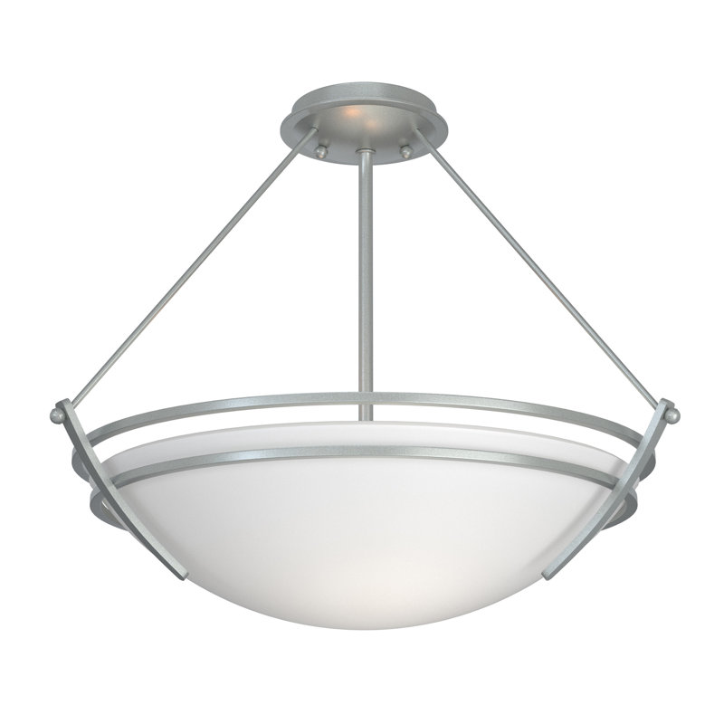Tryne Semi Flush Mount, Vintage Platinum, 16.8" H x 18" W x 18" D, Opal