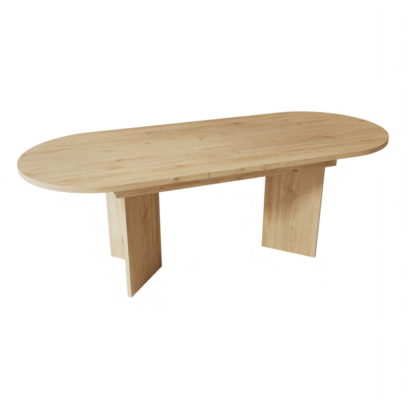 Extendable Oval Dining Table, Oak Wood, 75cmH x 140cmW x 90cmD