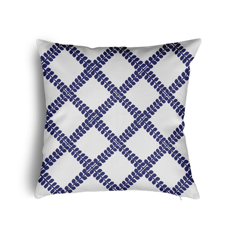Coussin Botanical Blooms, Bleu violacé géométrique, H 20 po x l 20 po