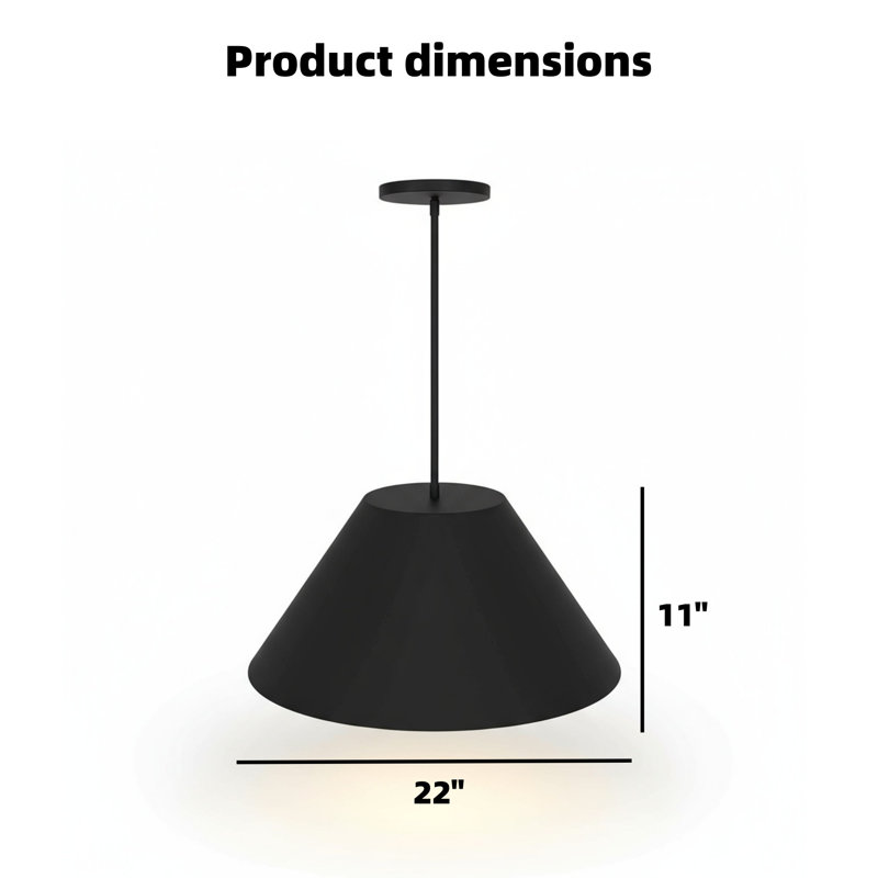 Luminaire suspendu noir à DEL de 22 pouces de diamètre, adapté aux salons, aux chambres à coucher, aux cuisines, etc., Noir