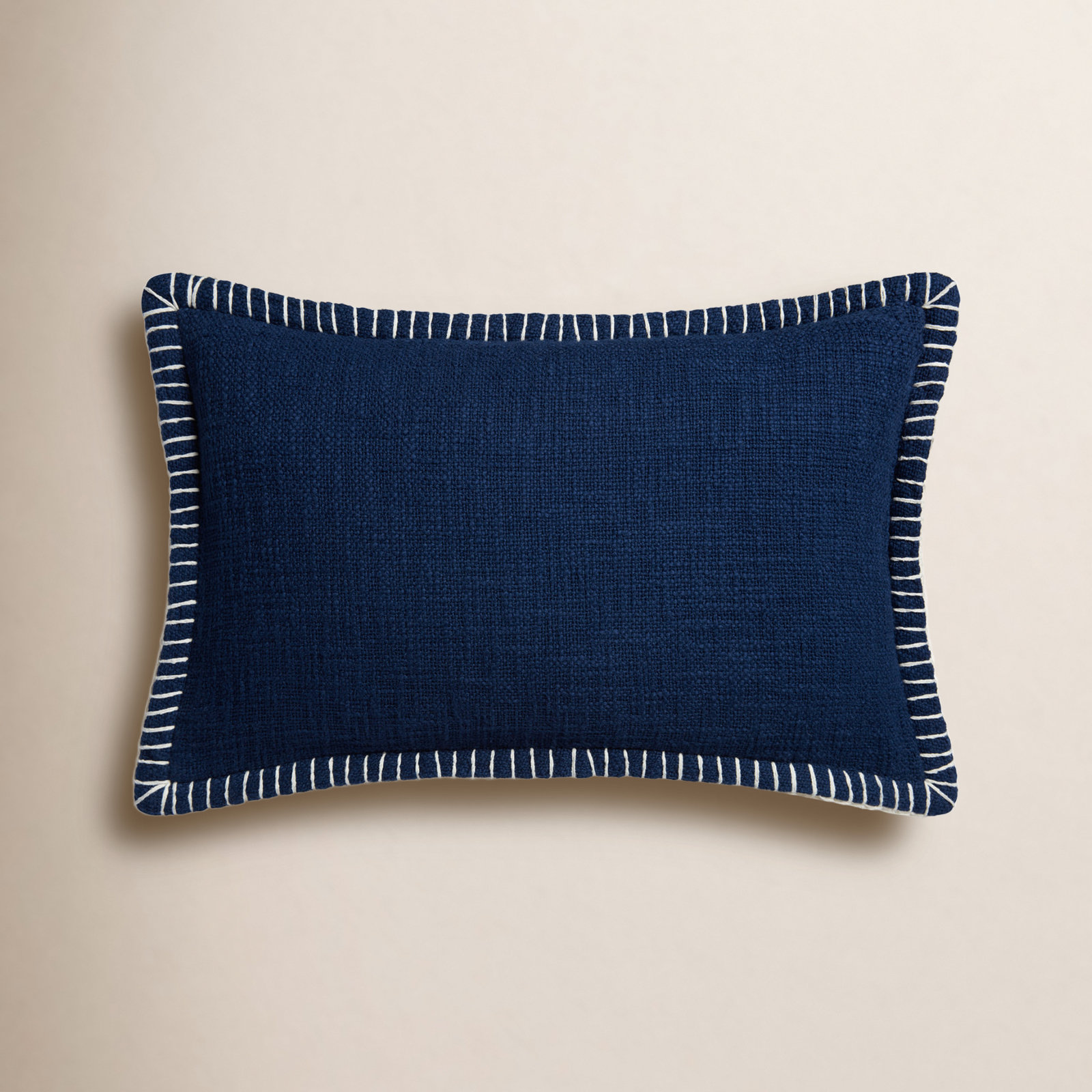 Fernande Cotton Throw Pillow, Polyester/Polyfill, Navy, 13" H x 21" W x 6" D