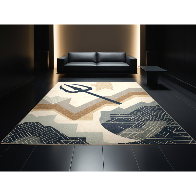 Tapis côtier beige lavable à la machine Titus Poseidon, 8 x 12