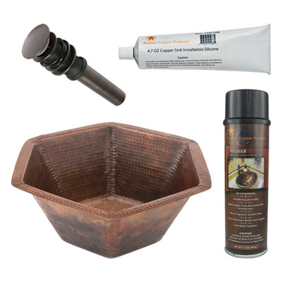 Premier Copper Products BSP5_LH15.5DB-P Bathroom Sink And Drain Package
