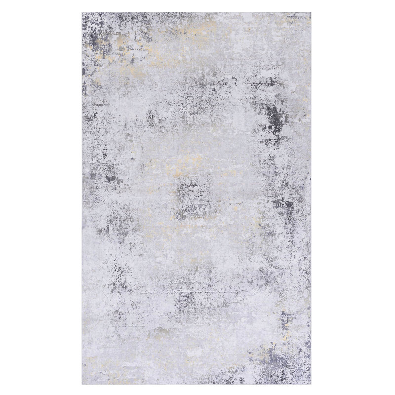 Tapis lavable 5X8, à poils courts, antidérapant, antidérapant, pliable, idéal pour la cuisine, le salon, la salle à manger - chambre à coucher grise parfaite, cuisine