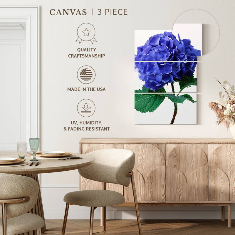 Fleurs d'hortensia bleu Harnek, H 45 po x l 28 po