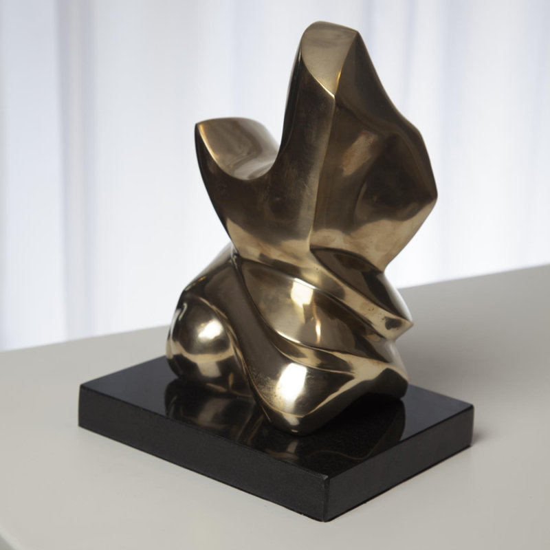Mid-Century Abstract Brass Figural Sculpture on Marble Base