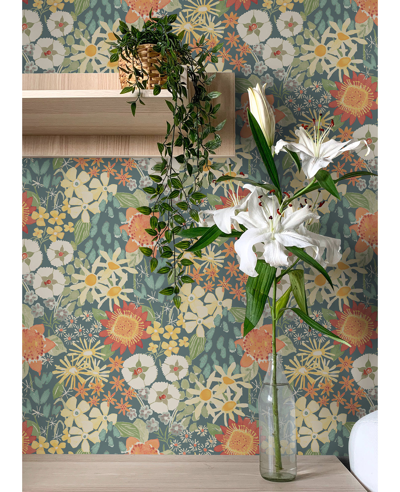 Torven Teal Peel and Stick Wallpaper