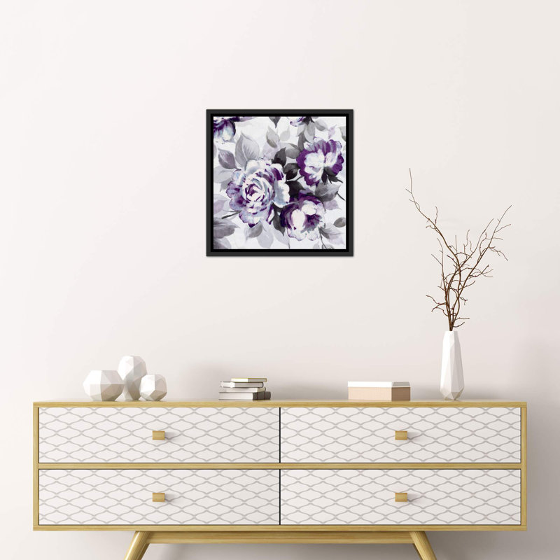 Scent of Plum Roses III, reproduction d'art, H 12 po x l 12 po x P 1,5 po, Toile avec cadre noir