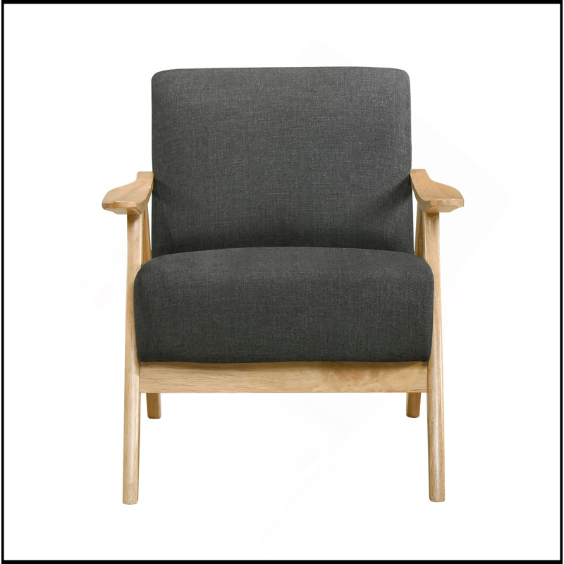 Revêtement en tissu d'ameublement en bois d'hévéa massif de 1 pièce Modern Home Furniture, Gris foncé