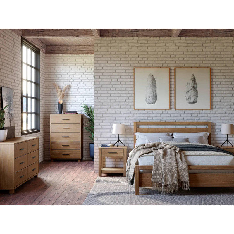 Loft Bedroom Set (5-Piece), Light Brown, King