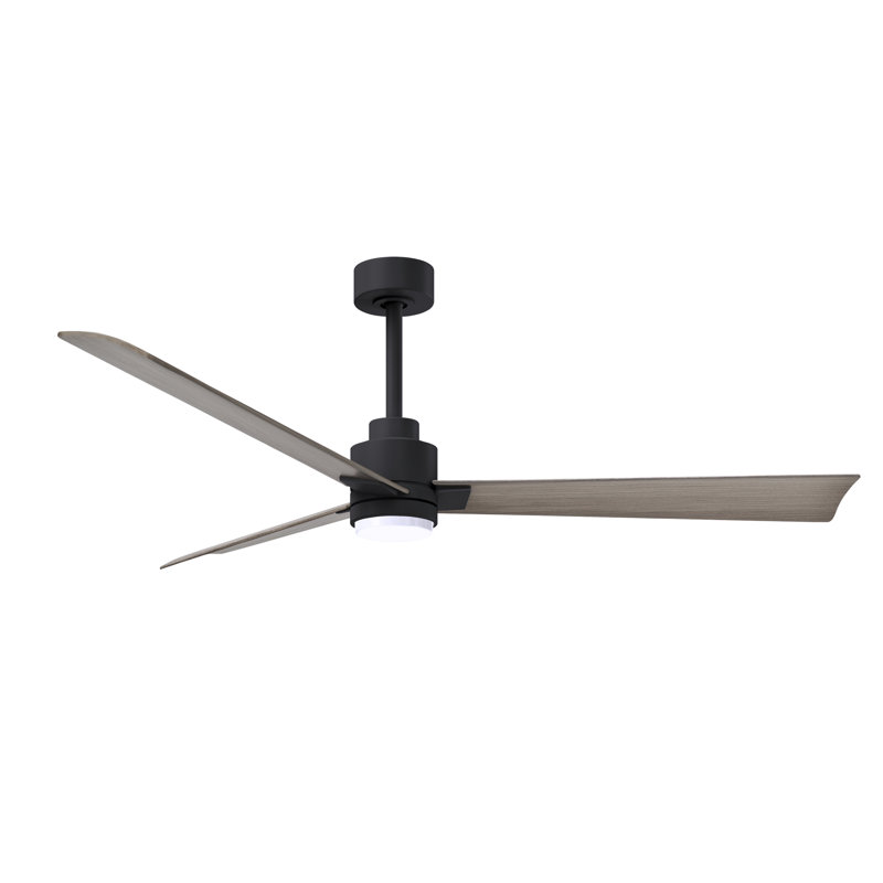 Ventilateur de plafond Alessandra, Ton bois de frêne gris, Noir mat, 56"