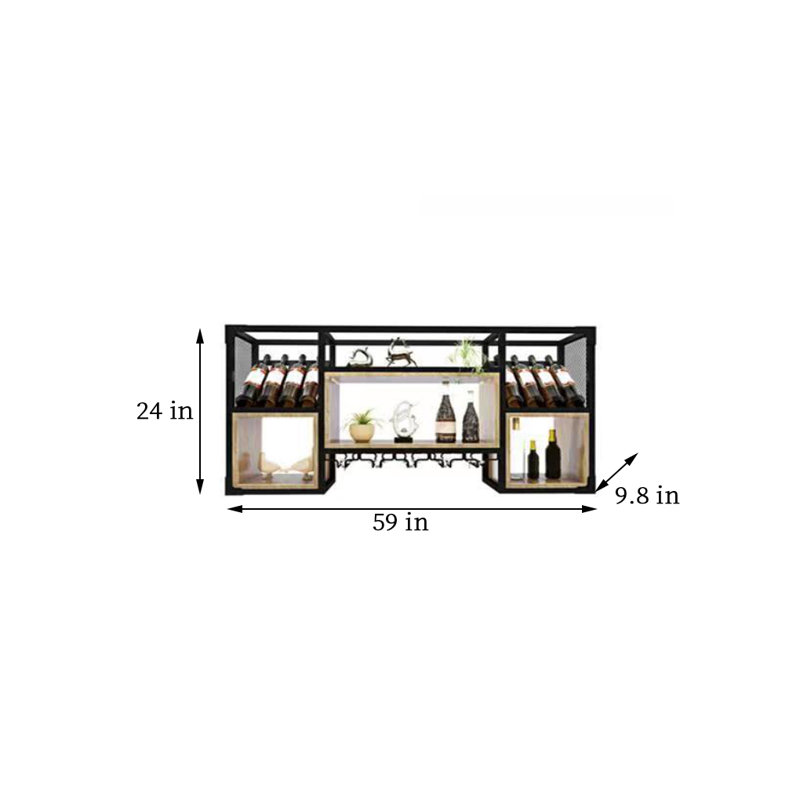 Petit support à vin mural, H 24 po x l 59 po x P 9,8 po