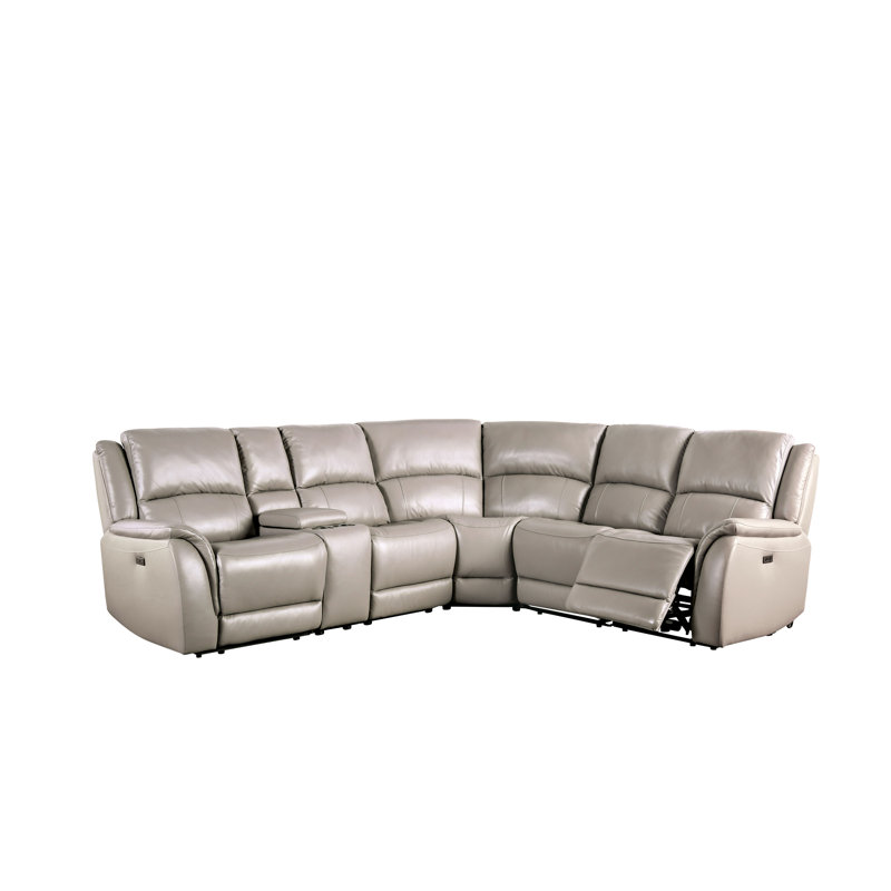 Canapé modulaire inclinable électrique Drakos, Faux cuir gris