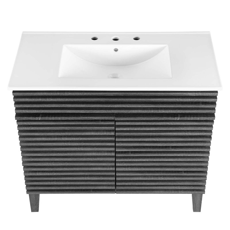 Ensemble de meuble-lavabo simple 36 po Render, Gris anthracite