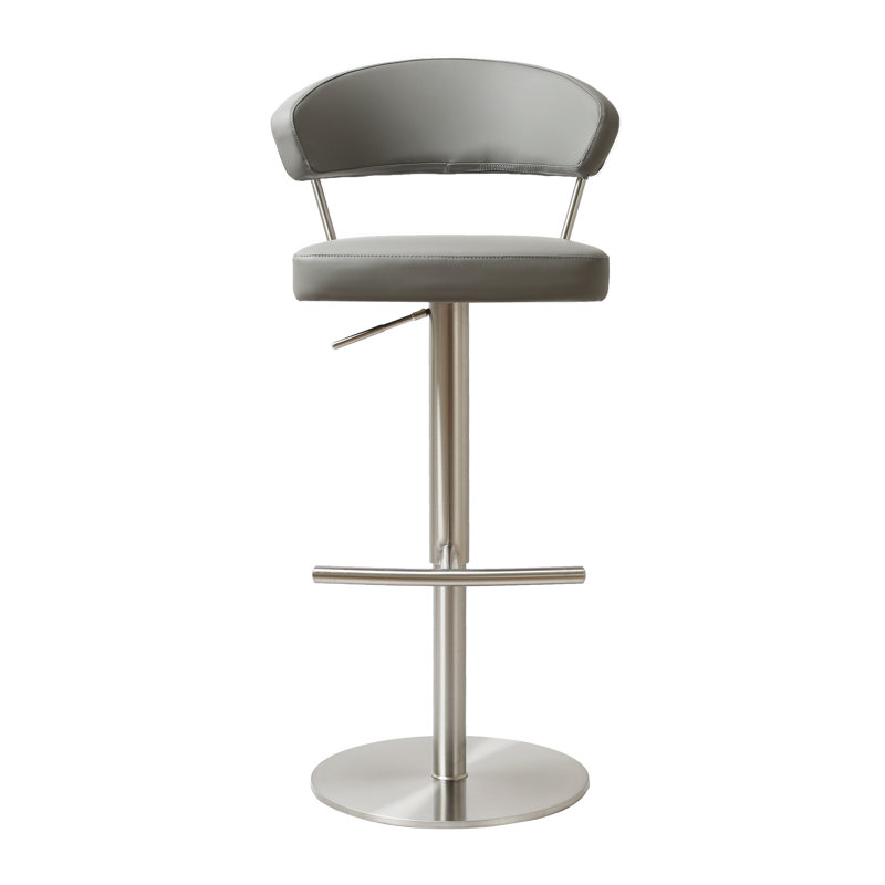Bihter Swivel Upholstered Adjustable Height Counter Stool with Metal Frame, Grey/Silver