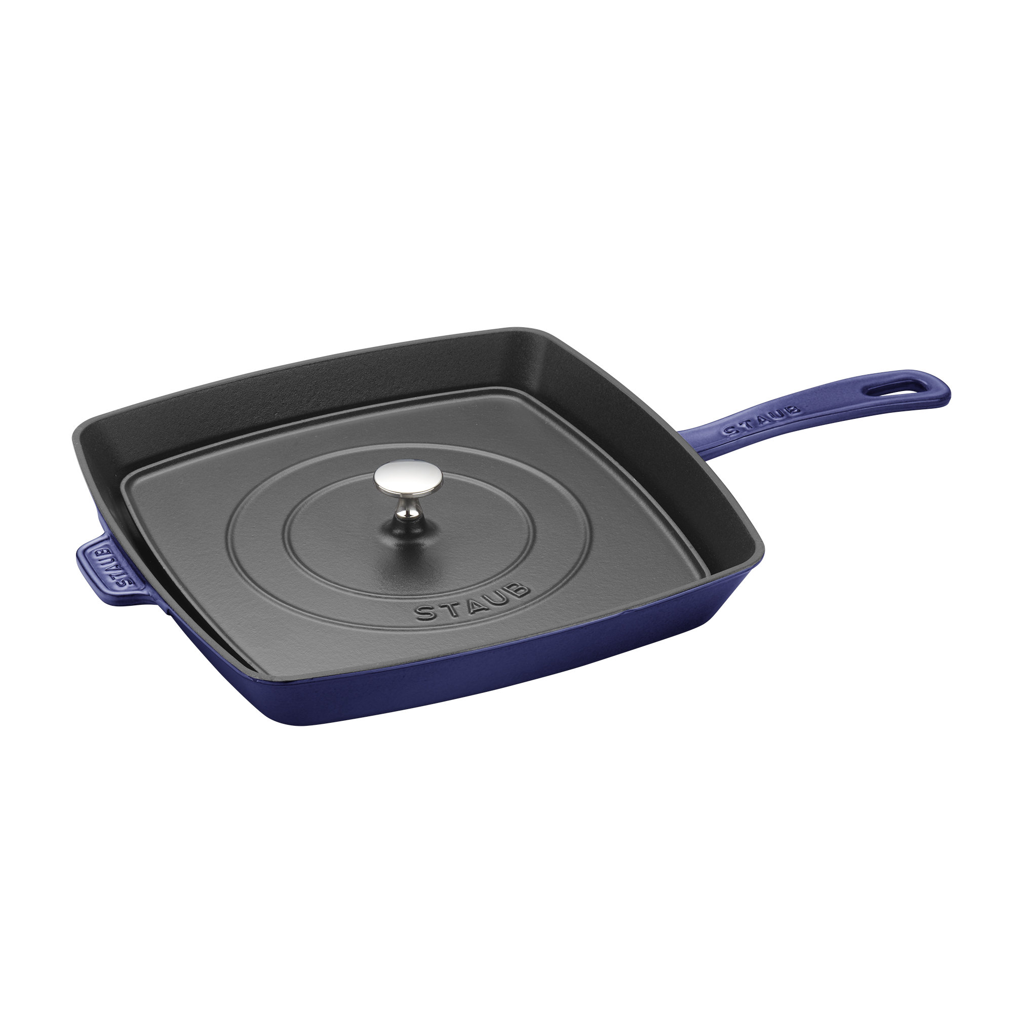 Staub Cast Iron Square Grill Pan, Dark Blue