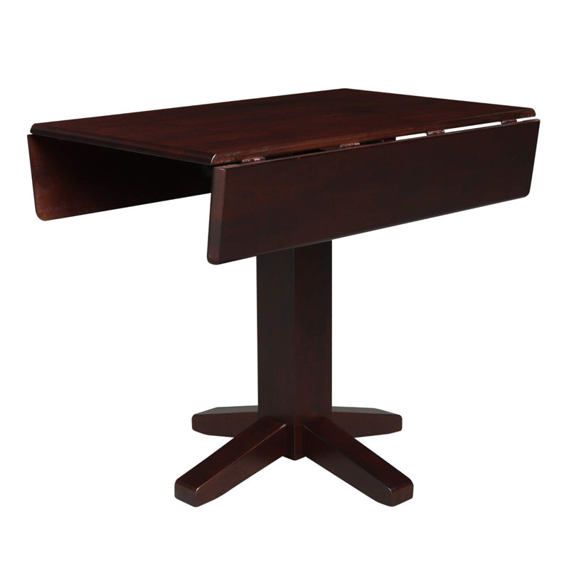 Solid Wood 36" Square Dual Drop Leaf Dining Table, Rich Mocha