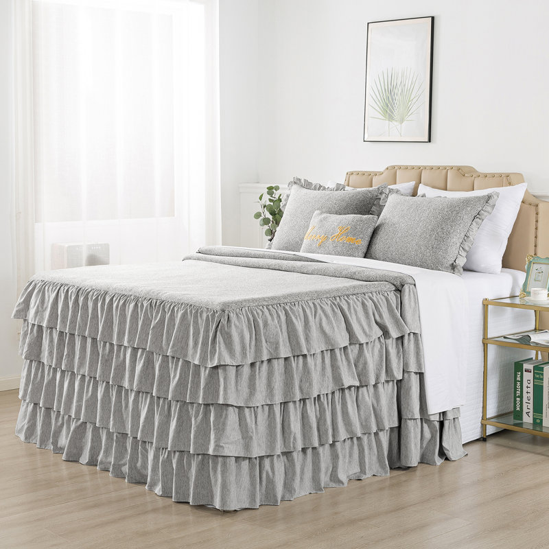 Coverlet, King Coverlet + 2 King Shams + 1 Throw Pillow, Gray