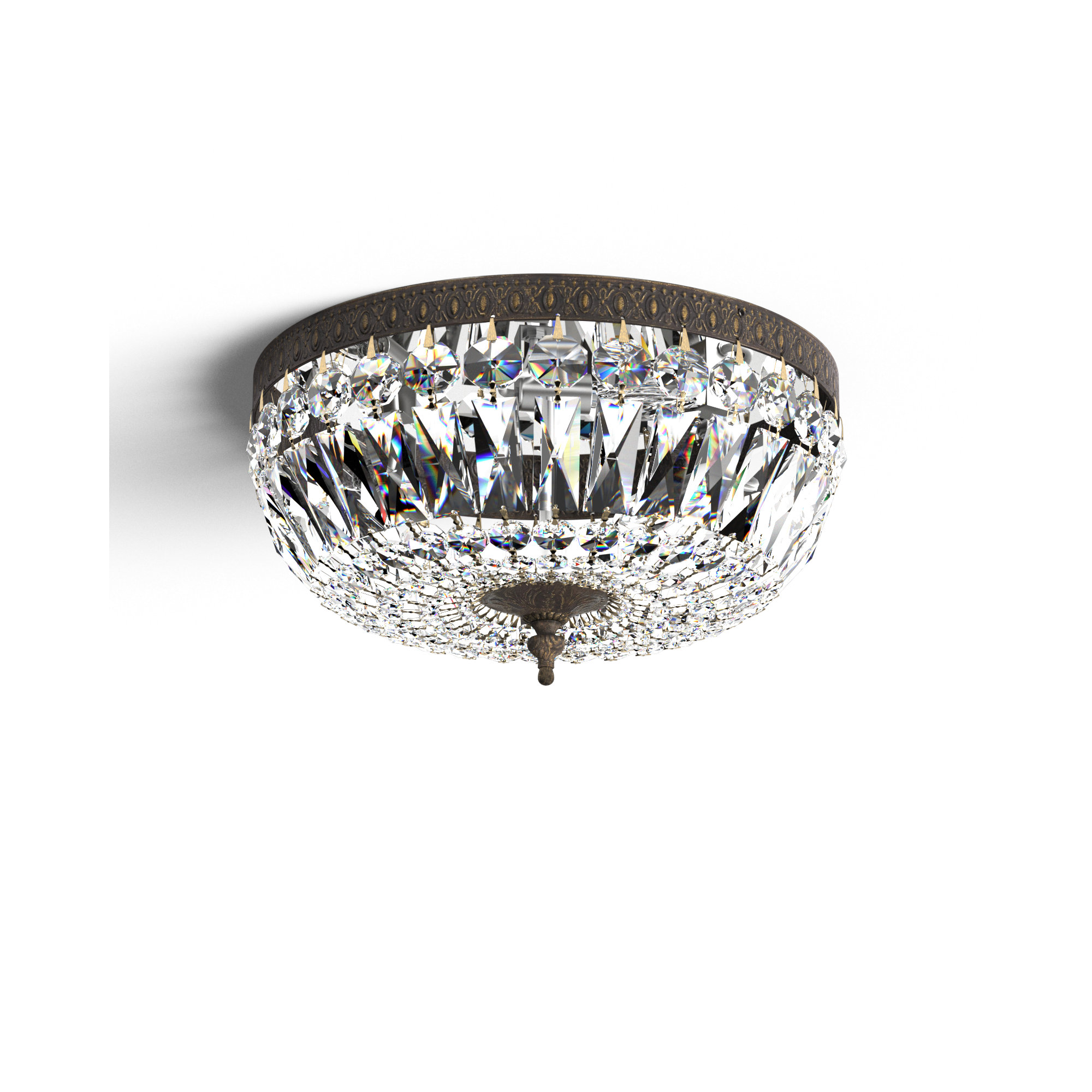 Linal 3 Light Crystal Flush Mount, English Bronze