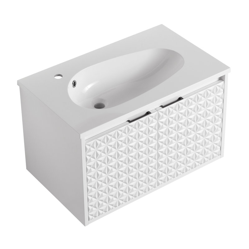 Meuble-lavabo mural 30 po avec lavabo et portes pour petite salle de bain