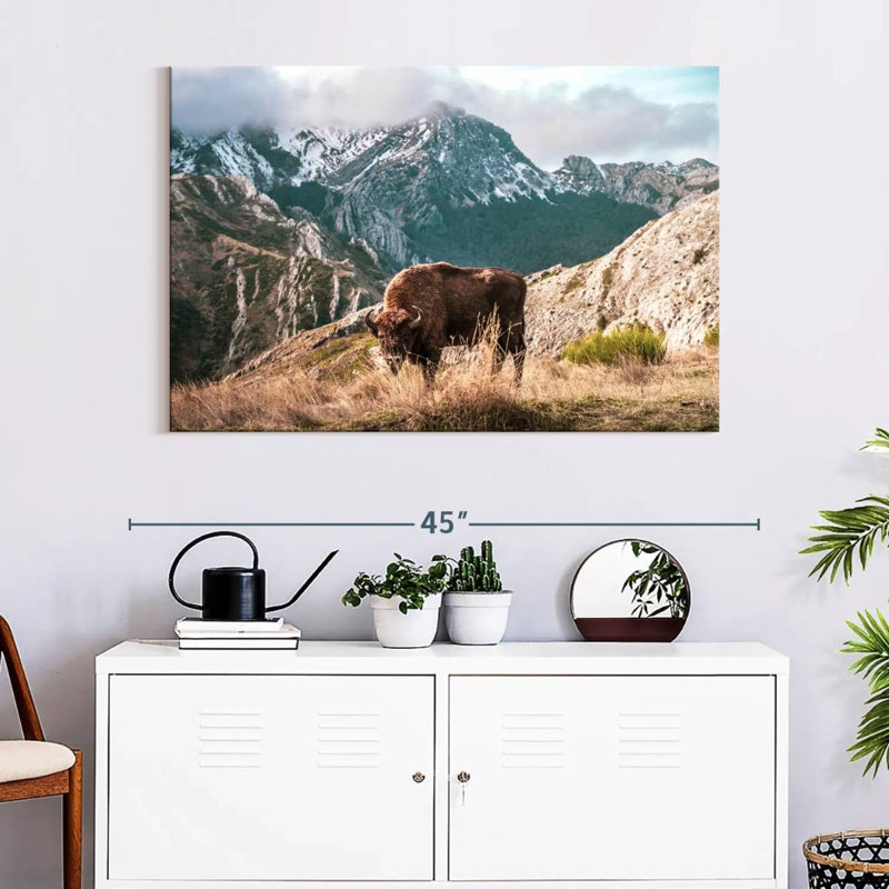 Brampt Bison Lost In The Mountains, 26" H x 39" W
