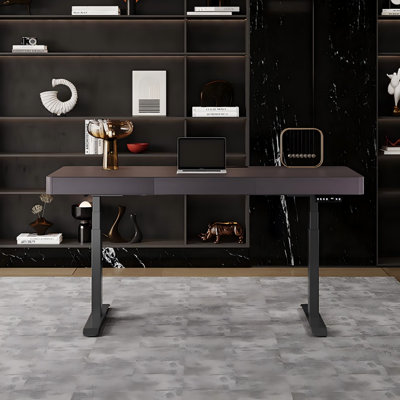 Bureau à hauteur réglable brun et minimaliste électrique