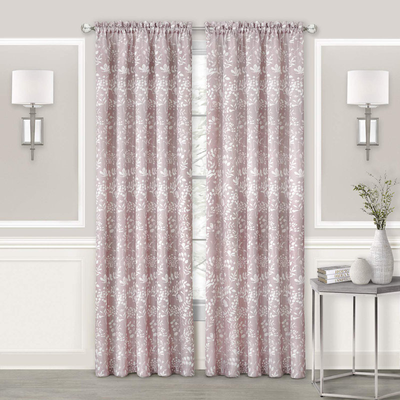 Pullen Semi Sheer Curtain Pair, Blush, 52"W x 63"L